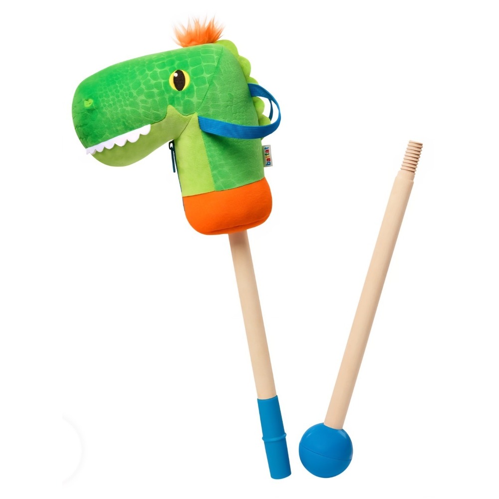 Battat Dino Pal T-Rex Hobby Horse Roaring Fun Colorful Wooden Stick 26" Long